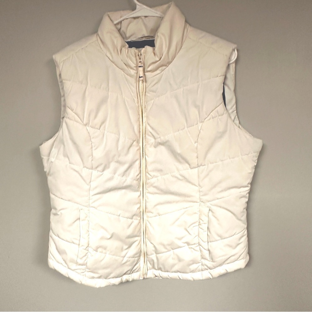 Aeropostale Eighty Seven White Puffer Vest, Bright Blue Inside XL/ TG. EUC!